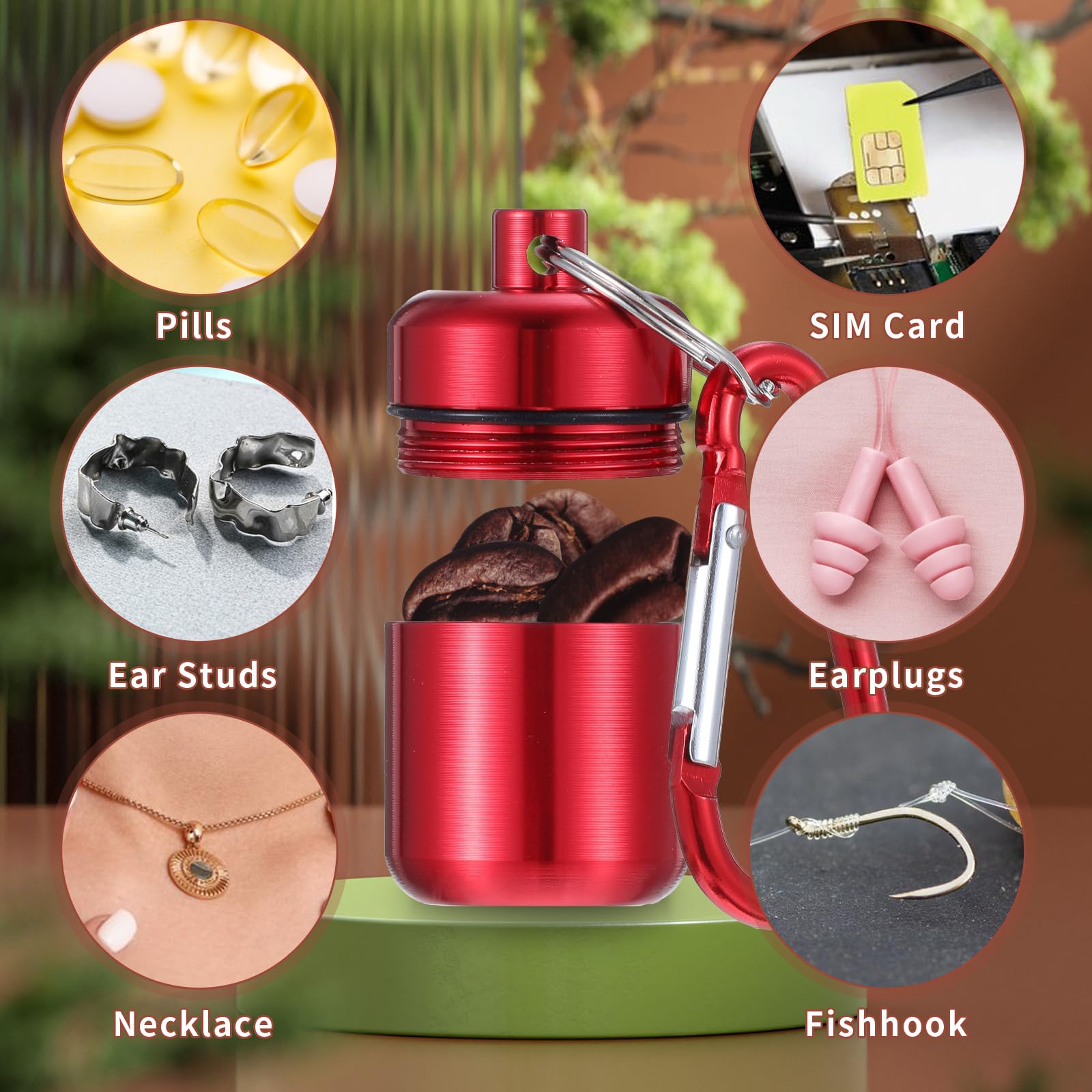 2 sztuki mini kasetka na tabletki z brelokiem, Φ 2,96 cm, wodoodporne, przenośna metalowa kasetka na tabletki, mini etui z brelokiem, pudełko na leki do przechowywania, kasetki