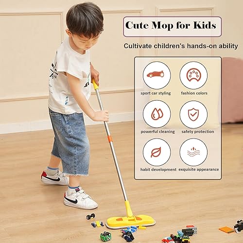 Miniatura 2 de Mini trapeador pequeño para niños limpieza juego de simulación juguete de limpieza regalo para niños niñas (amarillo)