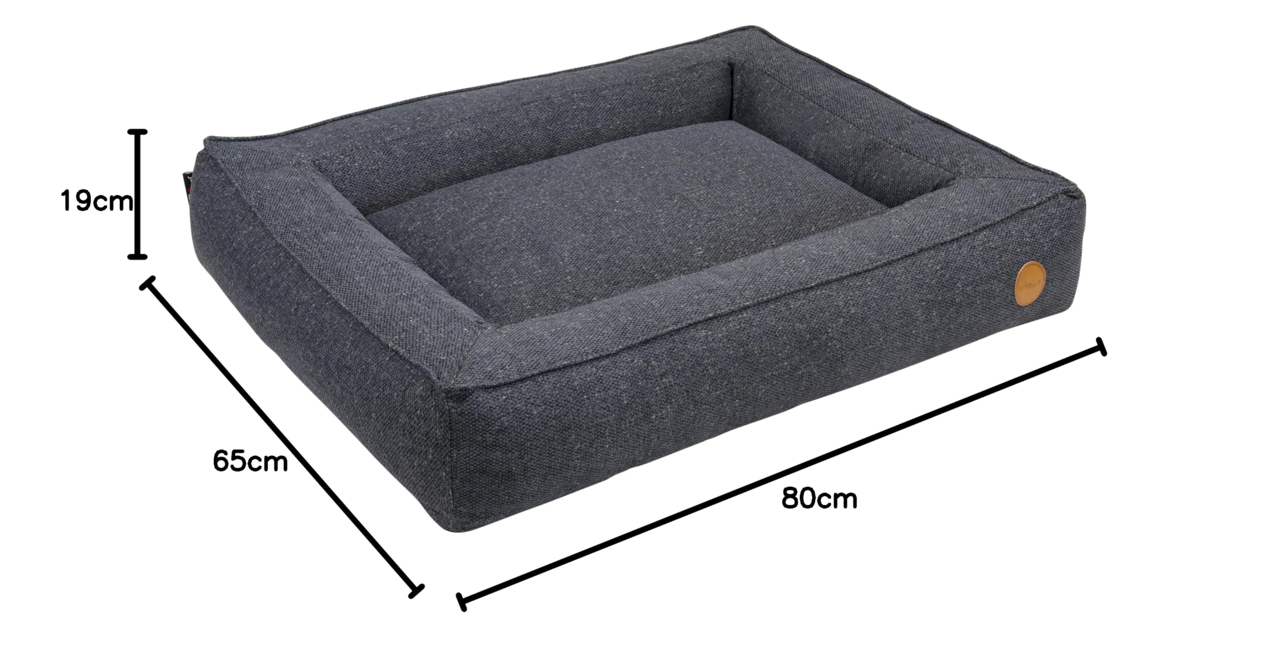 JACK AND VANILLA - Lit Box Orthopédique pour Chien JV Hampton - Panier à Rebords Confortable pour Chien aux Articulations Fragiles - Gris Foncé, M, 80 x 65 cm