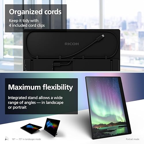 Miniatura 4 de RICOH 150 Monitor portátil de 15.6 pulgadas Vivid OLED ligero y pantalla táctil - para laptop, escritorio, Mac, PC, negro