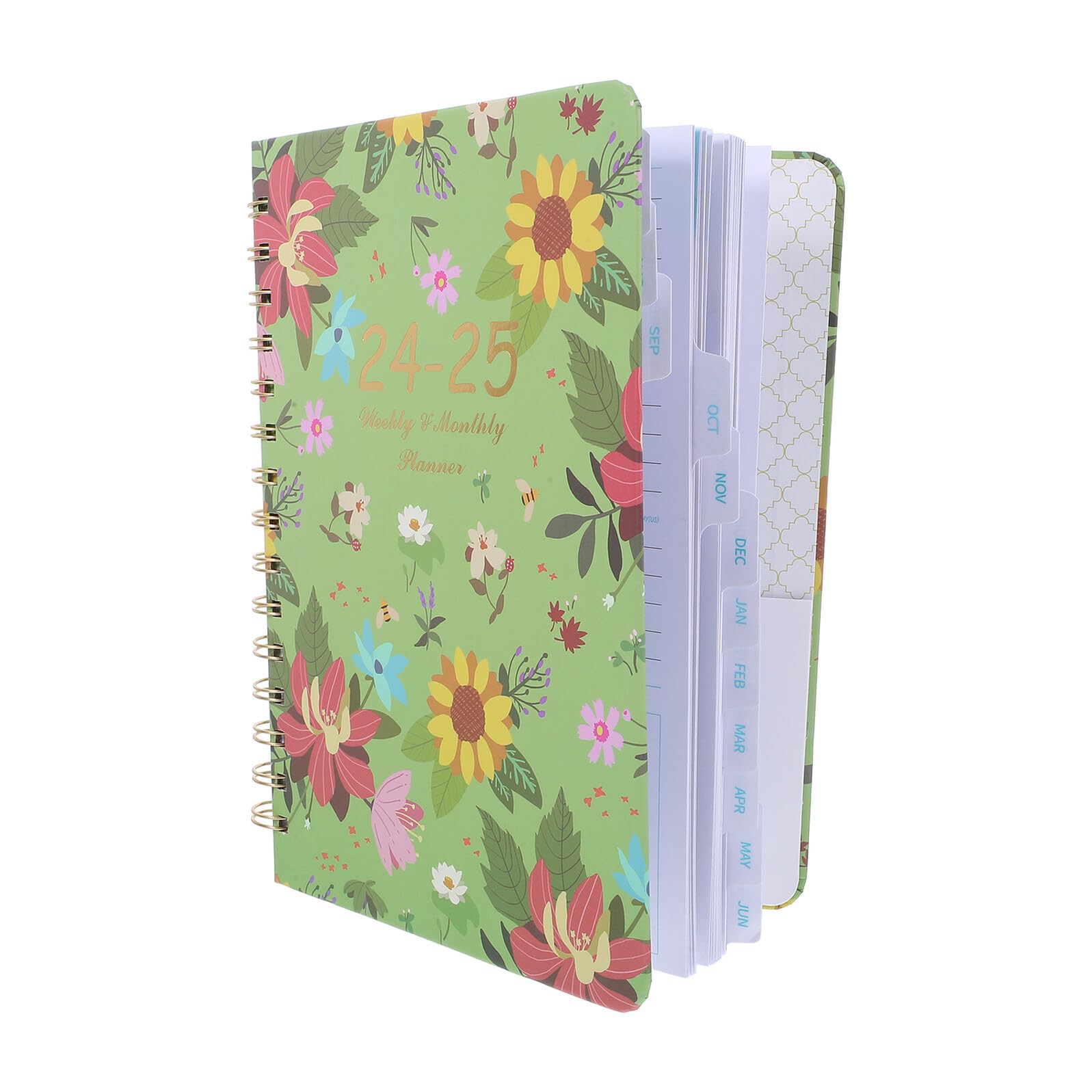 DOITOOL Agenda con Diseño Floral Elegante Planificador Semanal y Mensual Lista de Tareas Cuaderno con Encuadernación de Doble Espiral para Oficina y Uso Diario