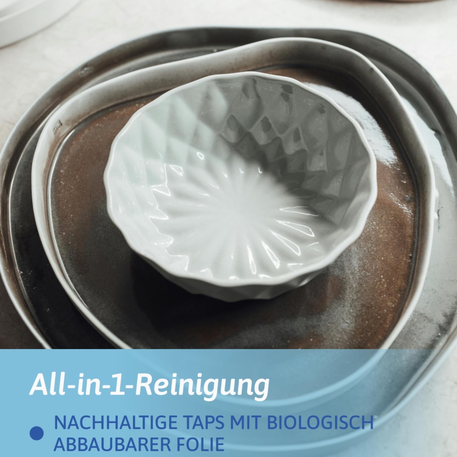 Natulim 6in1 Öko Spülmaschinentabs Geschirrspültabs ohne Plastik mit starker Reinigungskraft, Spültabs mit Entkalkung, Glanz & Glasschutz, Extra-Trockeneffekt – 4er-Pack – 30 Stück
