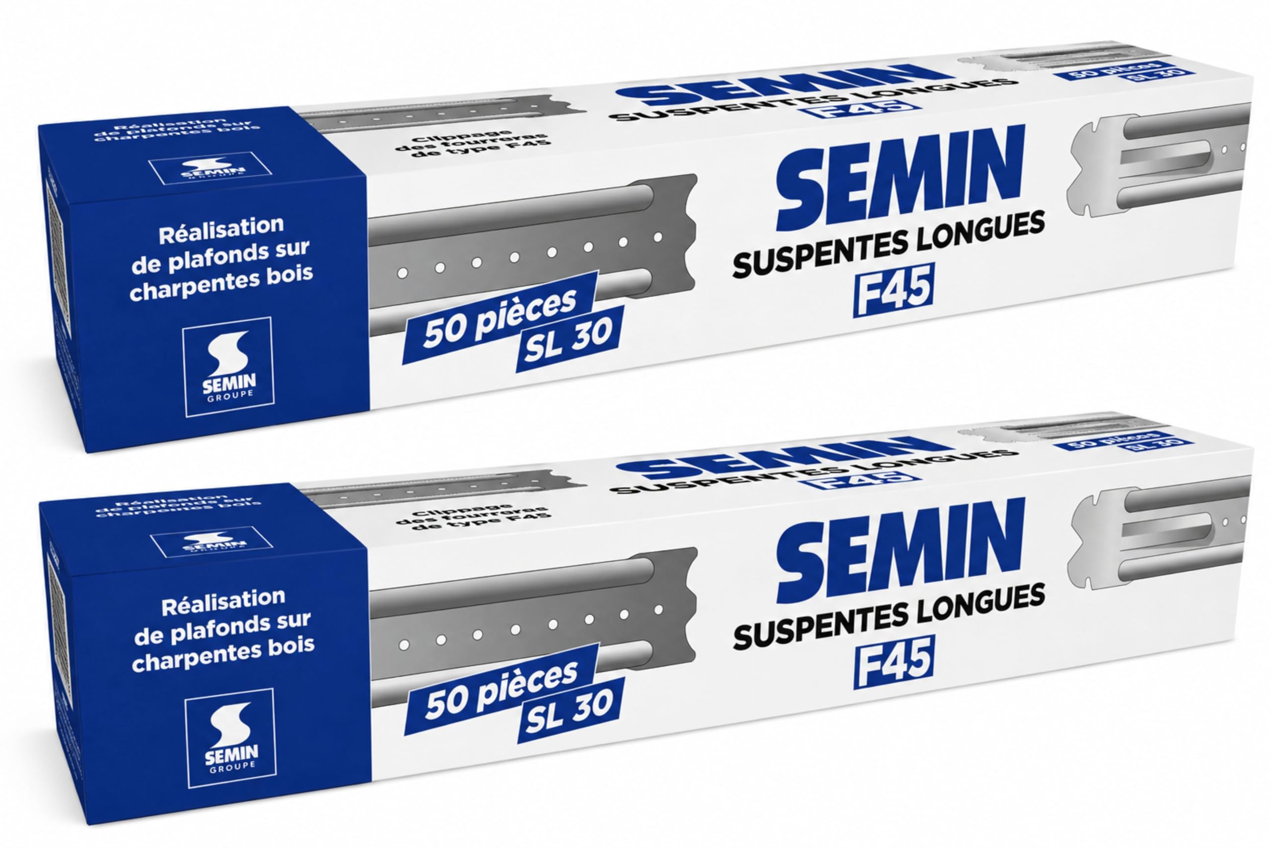 Suspentes F45 400 mm en acier galvanisé pour pose rapide de faux plafond