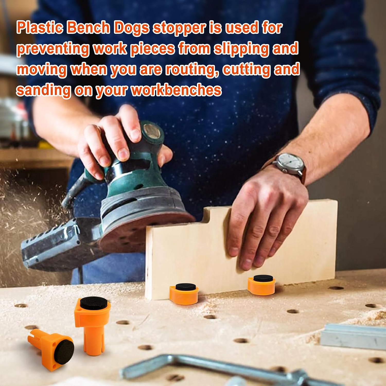 16Pcs 3/4" Bench Dogs Hole Clamps, Nonslip Eva Workbench Peg Brake Stops,Plastic Table T-Track Planing Stop Positioning Plug Bench Brake Inserts Woodworking Accessories (20mm)