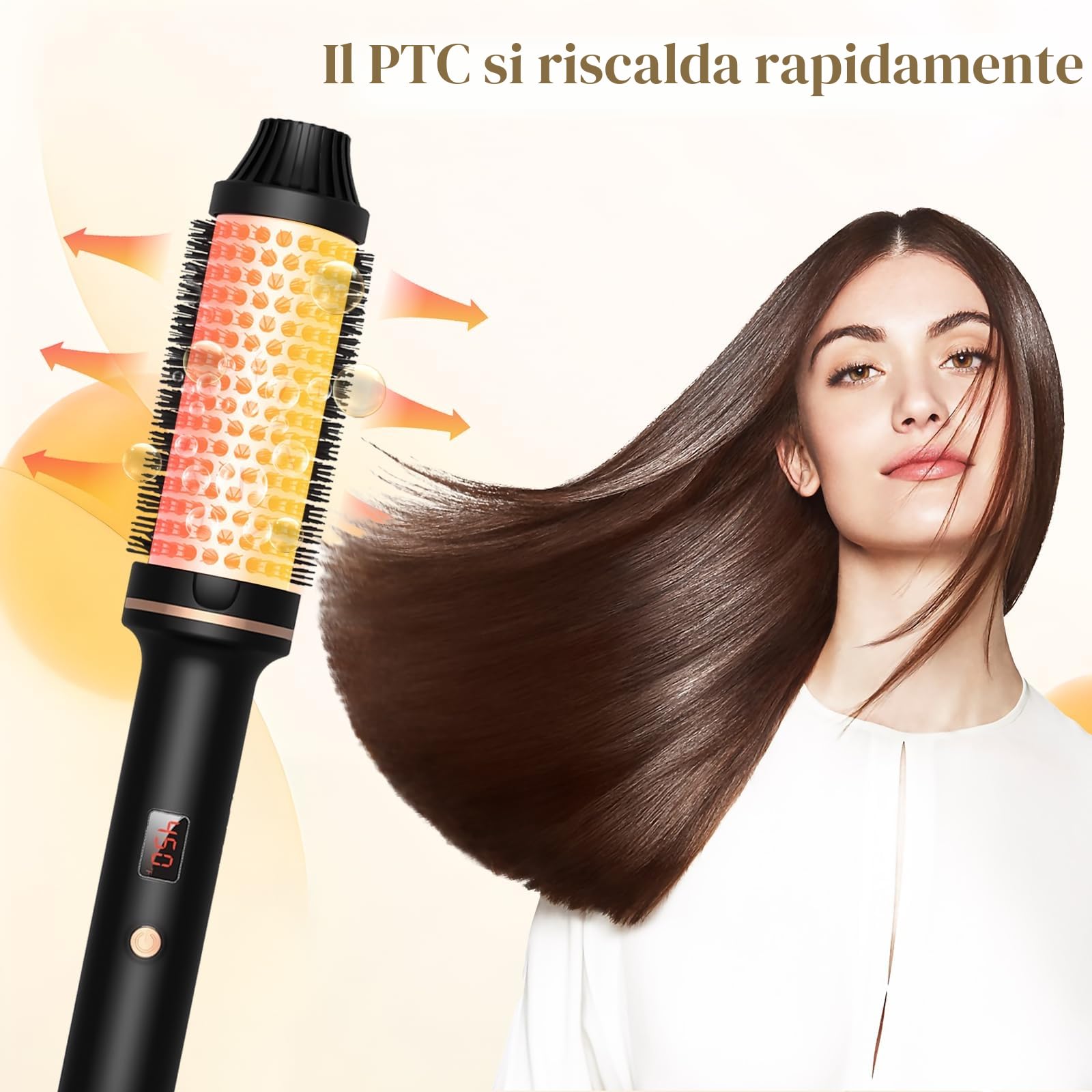 Thermal Brush Spazzola Termica Arricciante,5 Temperature Regolabile,Spa zzola Arricciante Ionica da 38mm Riscaldata per Creare Volume e Ricci,Spazzola per Rotonda Capelli Calda,Non un asciugacapelli