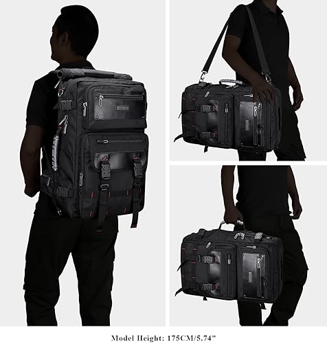 Miniatura 2 de WITZMAN Mochila de viaje de mano para hombre, convertible, grande, de nailon, para portátil de 17 pulgadas, aprobada por aerolíneas, Negro -,