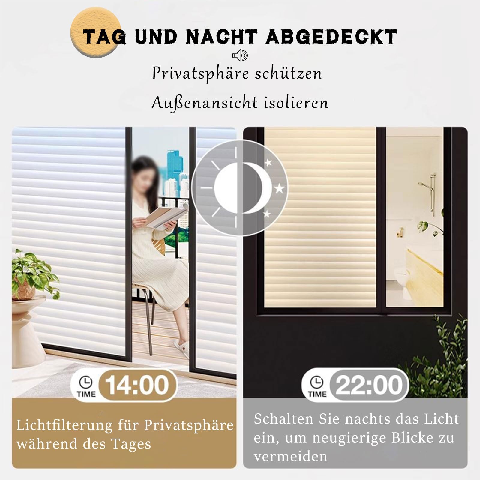 Blickdicht Fensterfolie Selbsthaftend Scheibenfolie Sichtschutzfolie Statischer Film Ohne Klebstoff Wiederverwendung Vertikale Streifen Muster Milchglasfolie Dekor Folie für Küche Schiebetüren