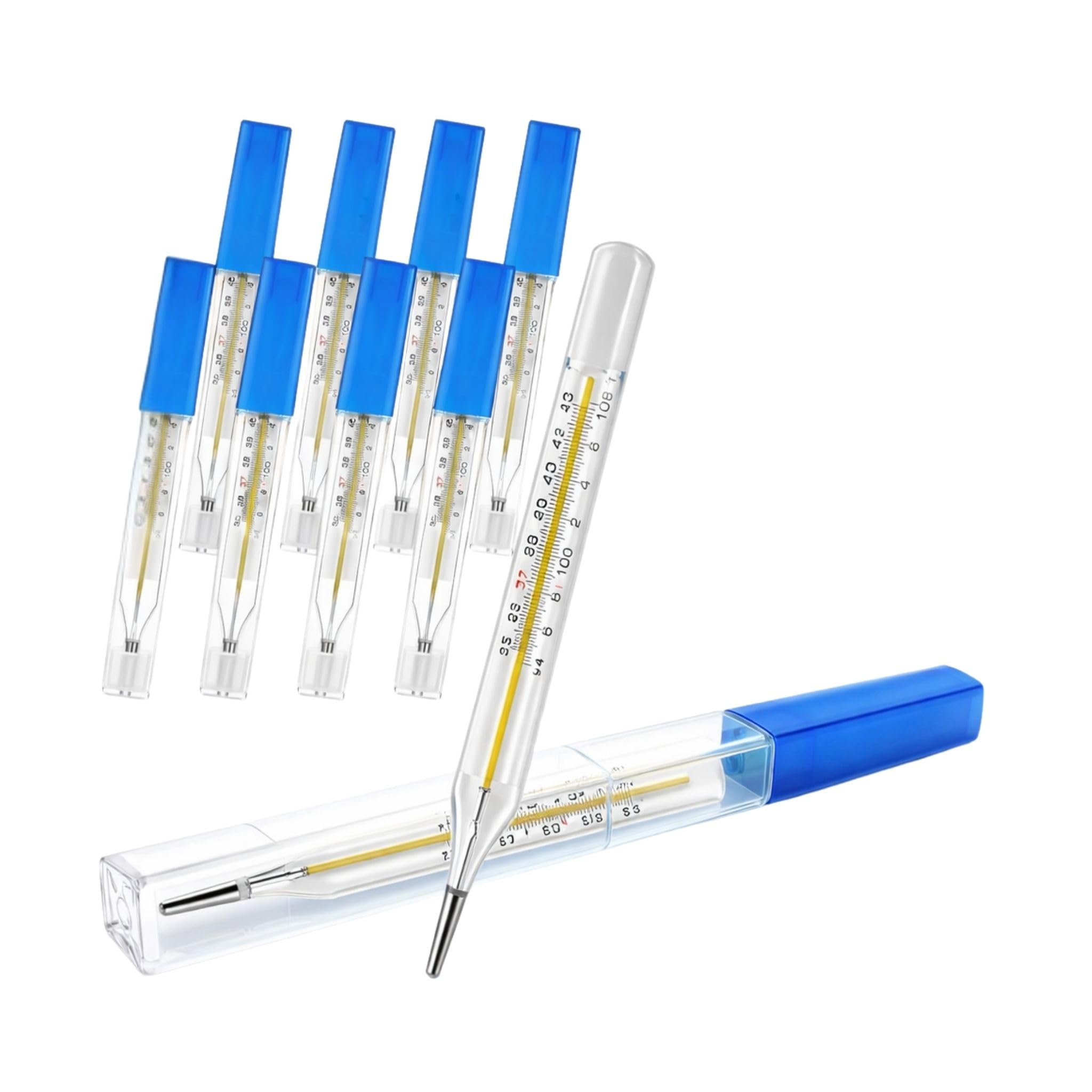 Mercury Thermometer 10 Pack Clinical Glass Thermometer with Case Dual Scale Celsius & Fahrenheit Accurate Body Temperature Thermometer for Home Medical Use-picture-15