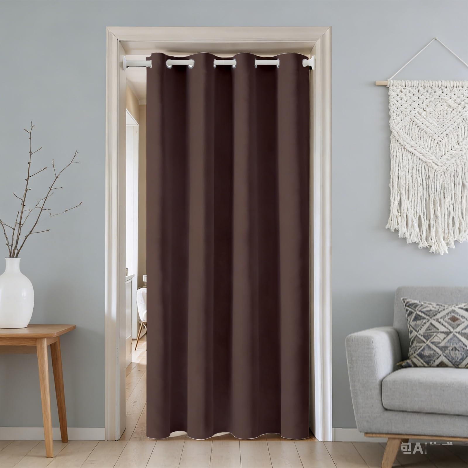 LONGCAO 1 Pezzi Tende Oscuranti per Interni 90 x 210 cm Termiche Isolanti, Anti-Rumore, con Anelli, Tenda Moderna Tende Termiche, Coppia per Decorazione e Divisorio Stanze, Marrone