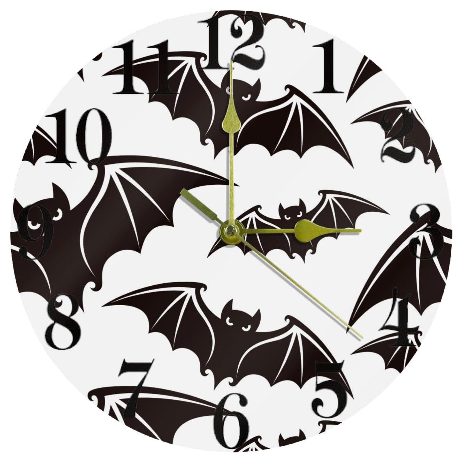 Horloge murale Halloween chauve-souris silencieuse ronde à quartz pour école