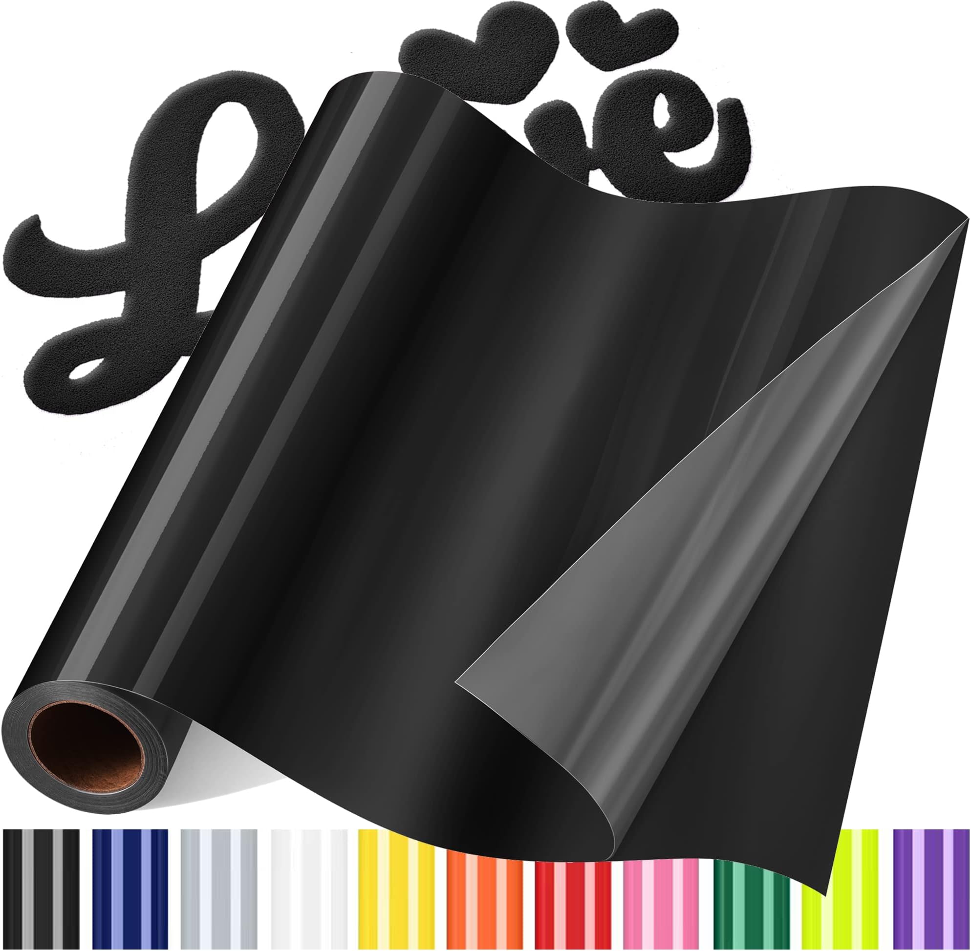 3D Puff Vinyl Heat Transfer for T-Shirts, 12''x6ft 3D Puff HTV Iron on Vinyl, Black 3D Puff Vinyl Heat Transfer HTV Roll for Heat Press Clothing