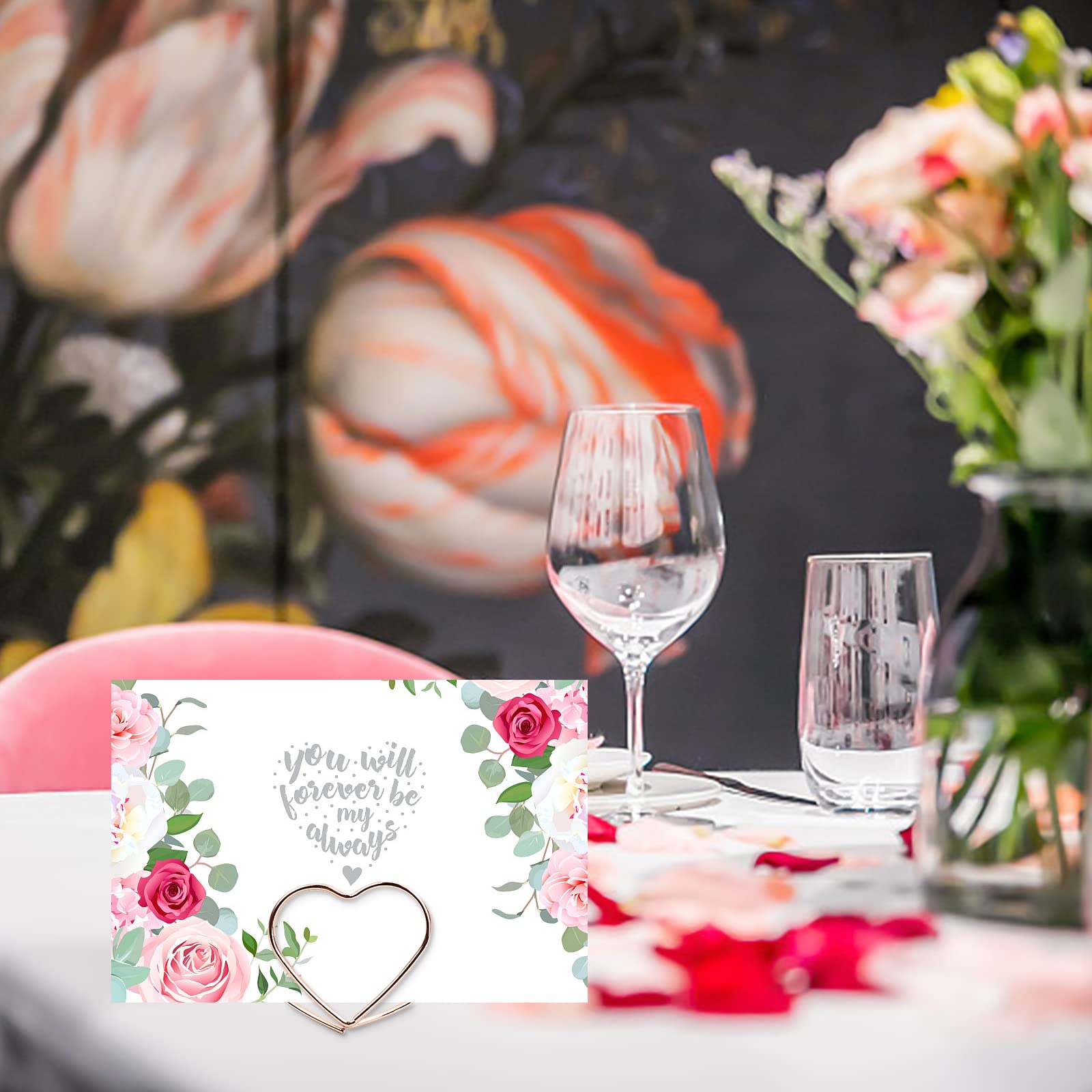 24 Soportes Para Tarjetas De Mesa En Forma De Corazón - Color Oro Rosa, Para Bodas, Restaurantes O Eventos
