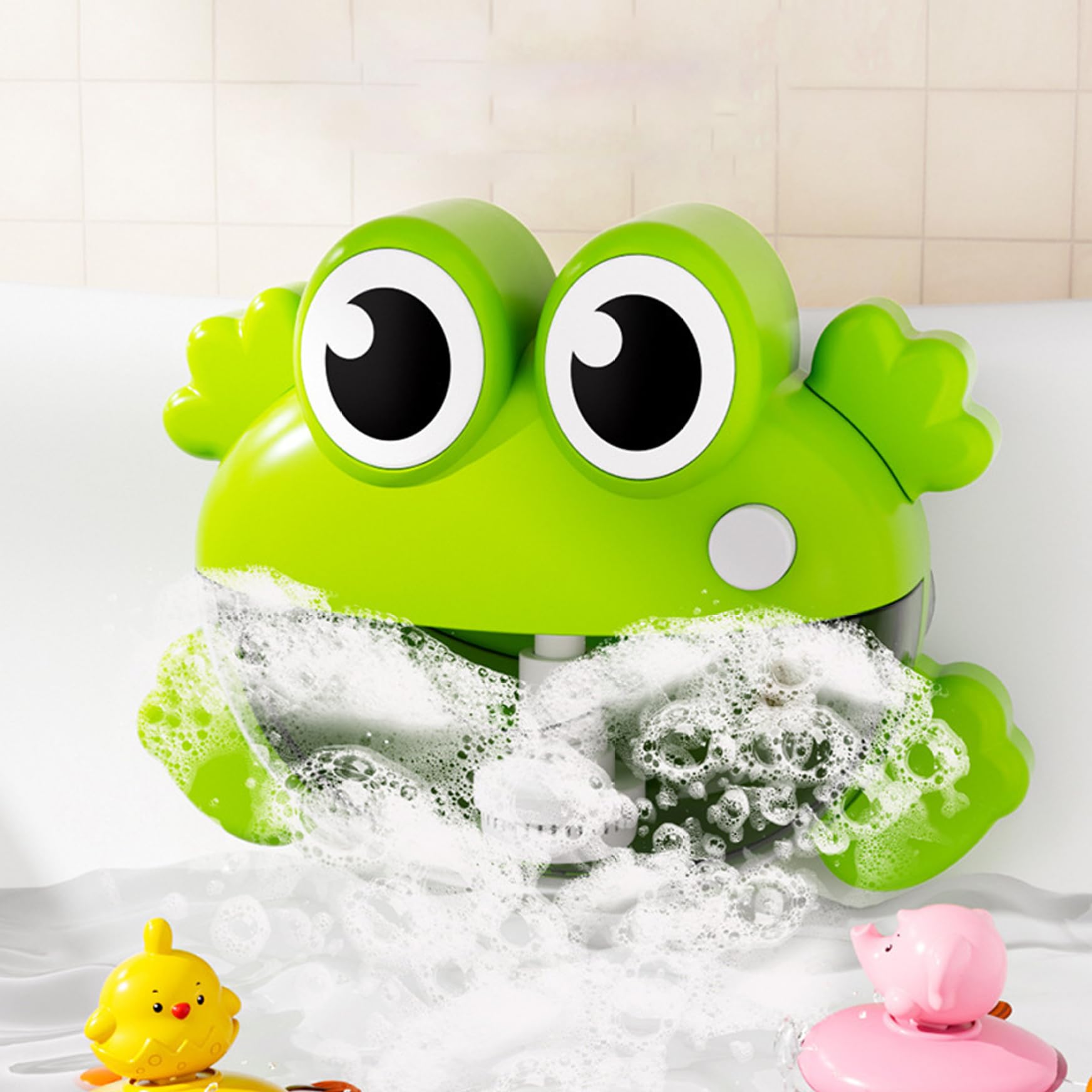 Bath Bubble Machine - One-Button Frog Bath Toy with Suction Cup, Fun Bathtub Toy for Toddlers & Kids, Green Bubble Maker for Bathtub Machine — view 4