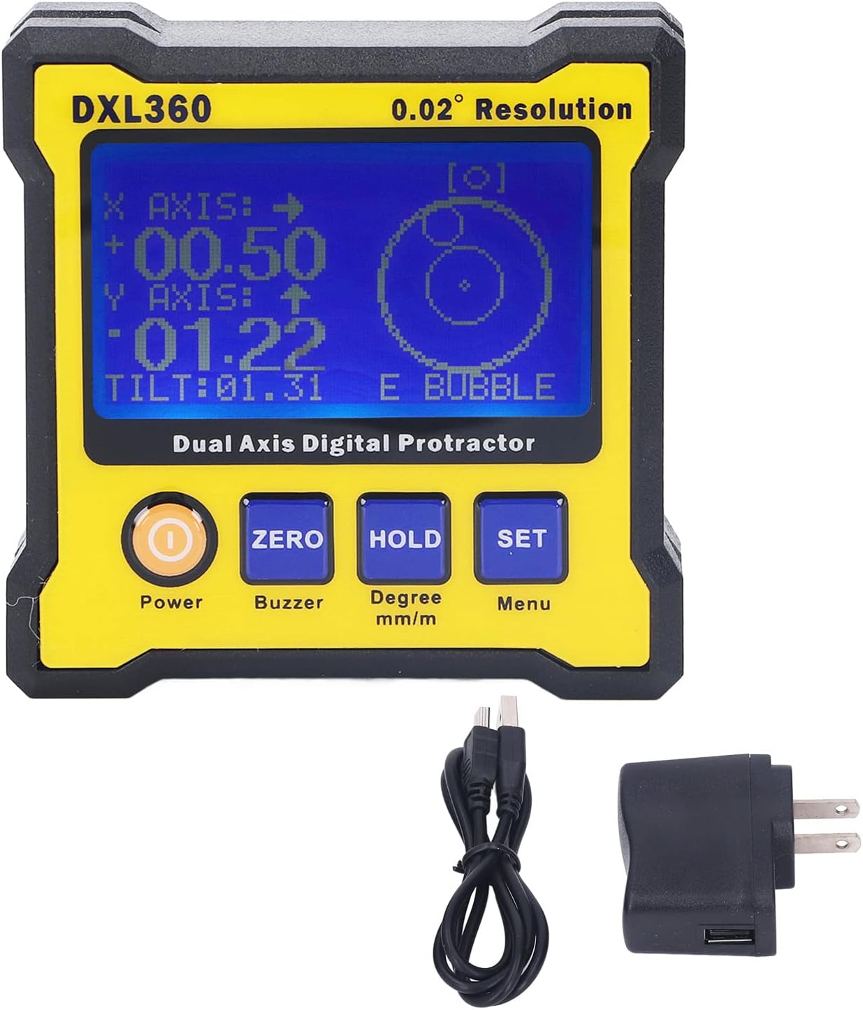 Fafeicy Digital Inclinometer, Accuracy Level with Audible Alarm and Rechargeable USB, 5 Sided Base and 4 Sided V Housing, for Interior Decoration Building Plumbing Flooring Stairs (Non Magnetic)