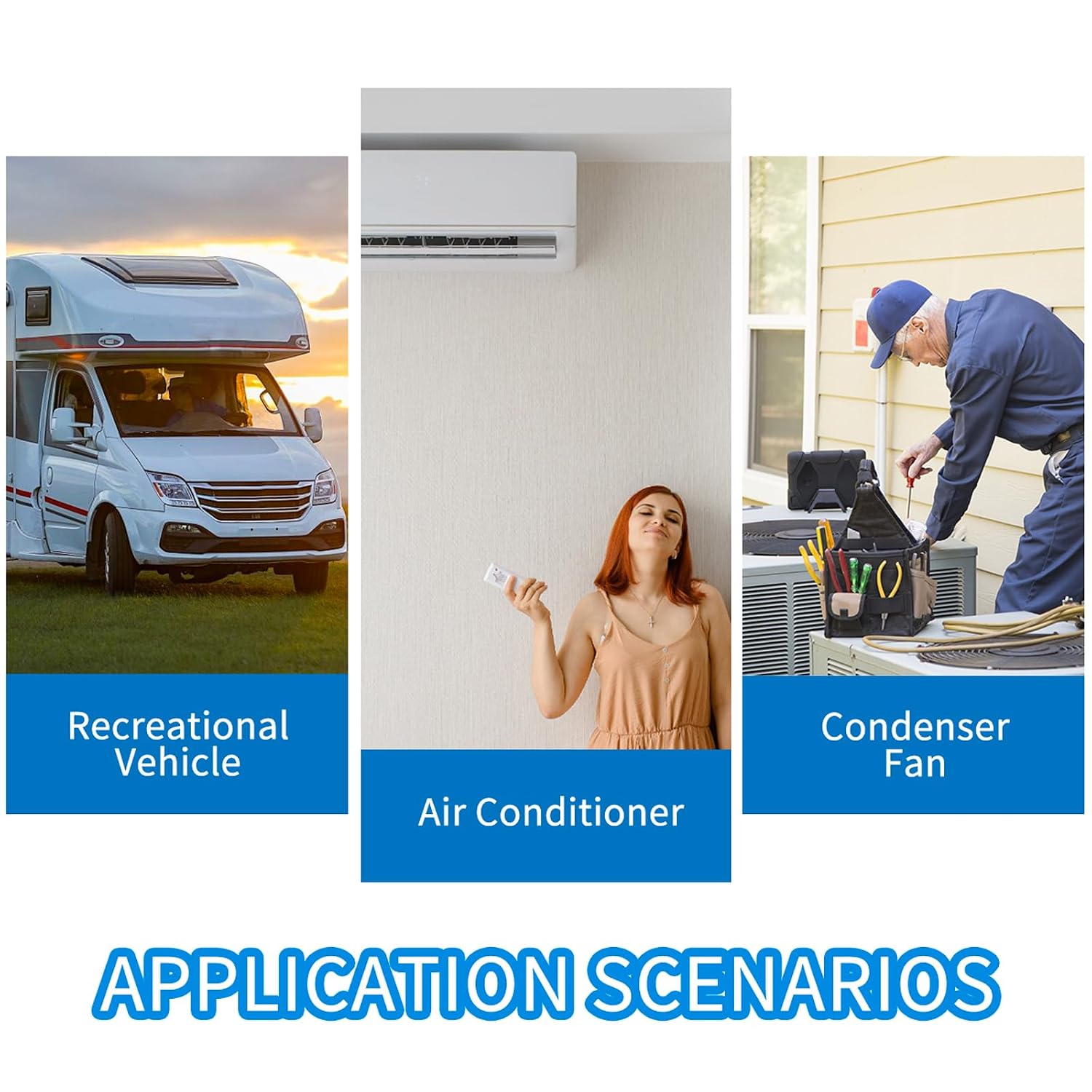 CBB65 Capacitor 70+5 µF ±5% 370V/440V for AC, 70/5 MFD Dual Run Start Round AC Capacitor for HVAC or Air Conditioner or Compressor Fan or Condenser Straight or Heat Pump