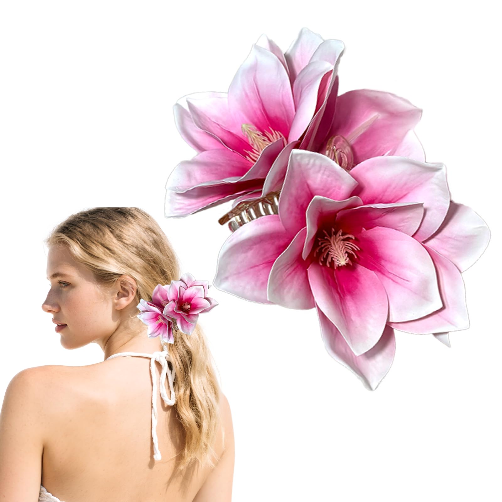 Hawaiian Claw Clips for Thick Hair Flower Hair Clips Large Plumeria Hibiscus Hair Clip Accessories Flower Decoration for Women Girls Beach Travel