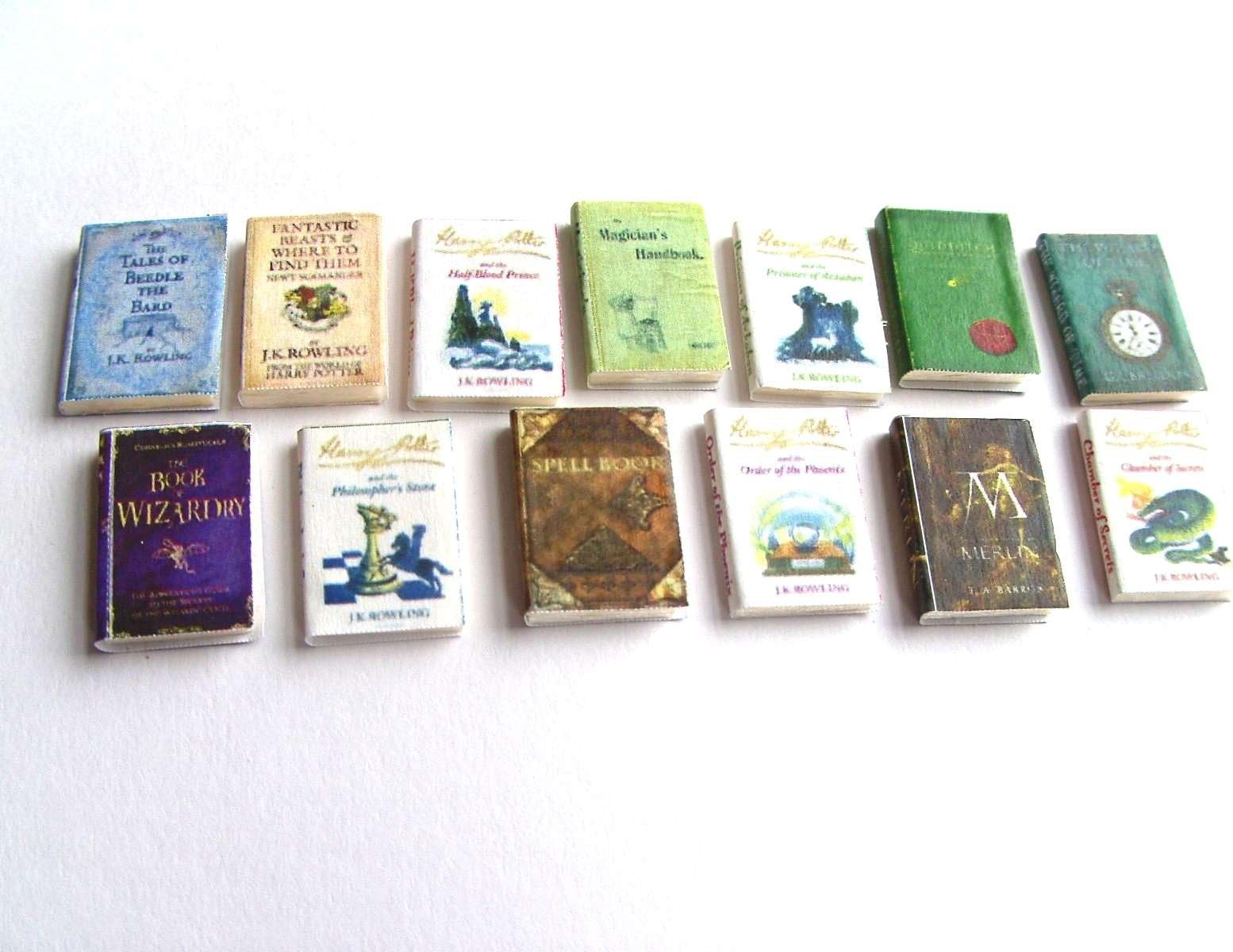 OOAK 1/12th Scale Dollhouse Miniature Harry Potter Spell Books x 13 - Harry Potter