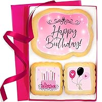 Vista 5 de Cesta de regalo de galletas de feliz cumpleaños para hombres, mujeres, niños, niños, caja de regalo de galletas de azúcar decorada sin nueces