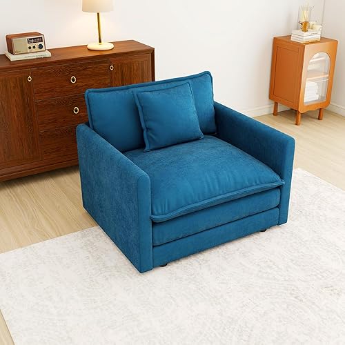 Miniatura 44 de Sofá gris de gran tamaño con una sola nube, sofás seccionales grandes de acento moderno para sala de estar, sofá modular de tela de chenilla, juego