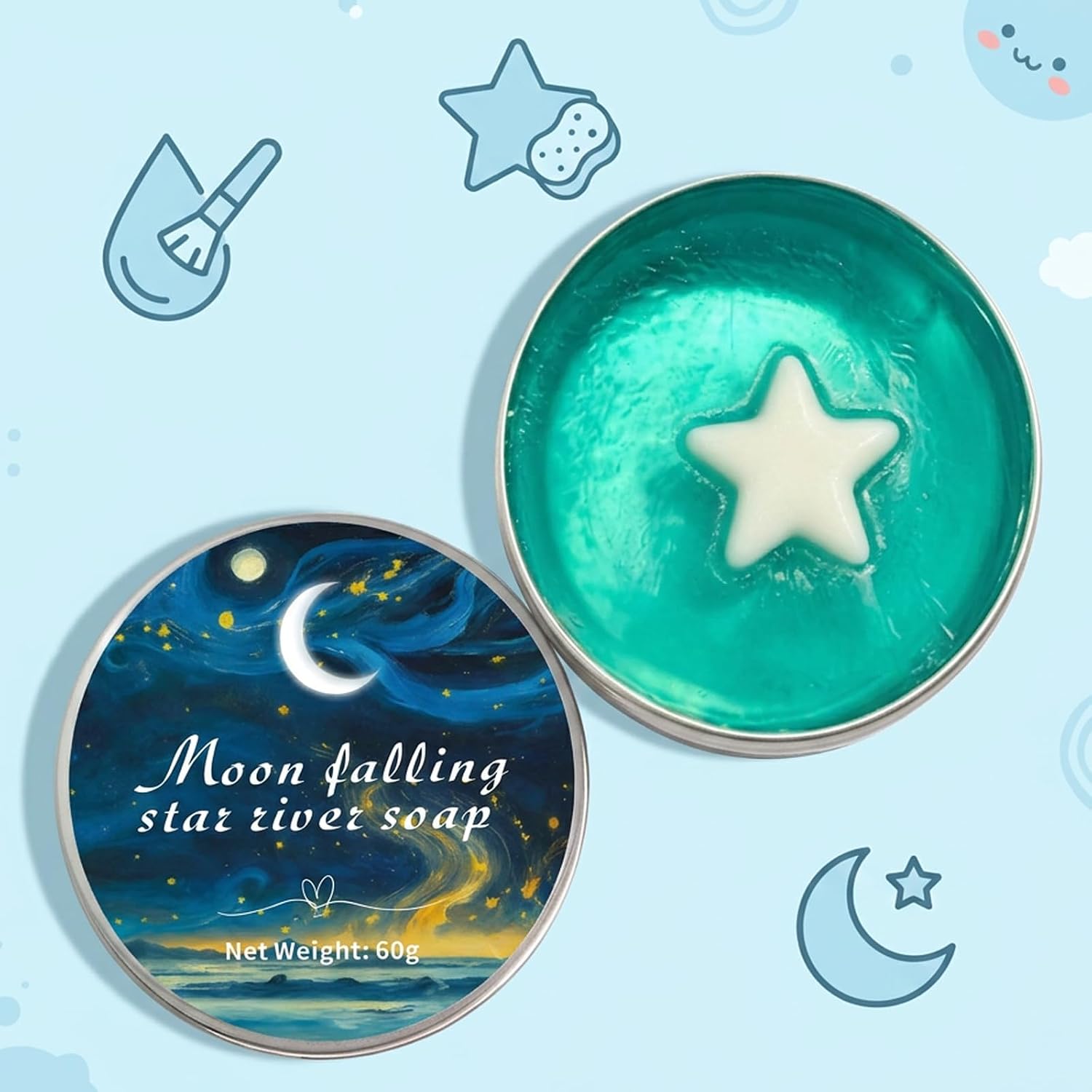 Makeup Brush Cleaner Pad, Makeup Brush Soap for Cosmetic Brush Washing, Make Up Brushs Cleaner with Star River Design for Deep Cleansing