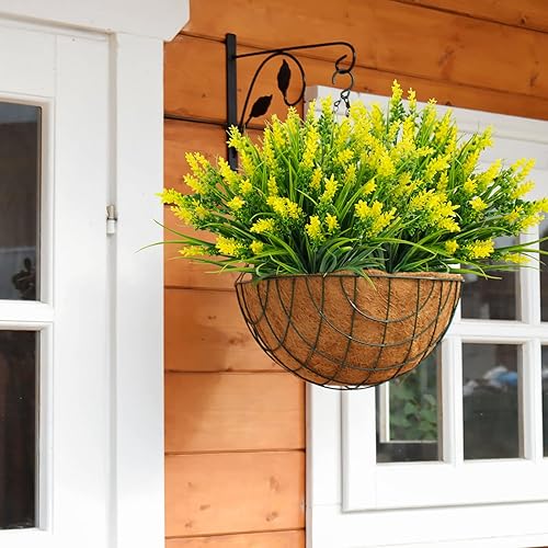 Miniatura 5 de Agusbagli 24 paquetes de plantas falsas de césped artificial, mono, vegetación para exteriores, resistentes a los rayos UV, arreglo de arbustos