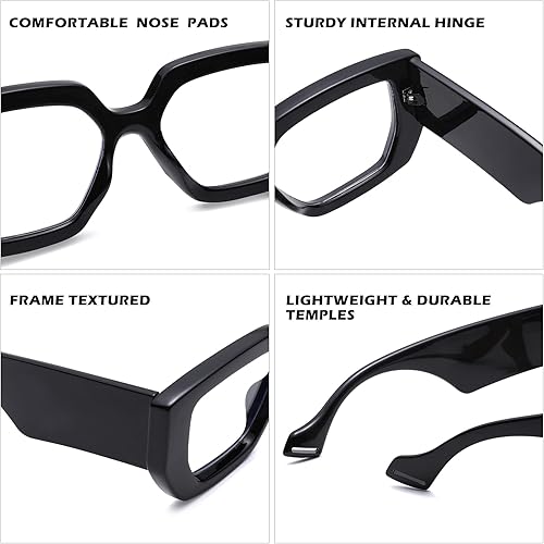 Miniatura 5 de Melpomenia Gafas de luz azul de marco grueso para mujeres y hombres, anteojos cuadrados de moda para juegos de computadora con lente transparente