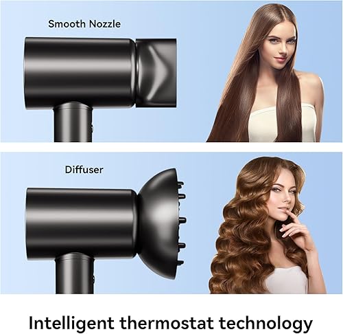 Miniatura 6 de CONFU - Secador de pelo iónico negativo, 110000 RPM, secador de pelo con motor de alta velocidad para secado rápido, secador de pelo con control