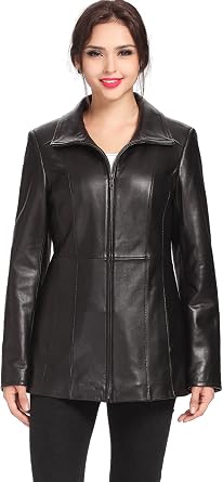Women Becca Lambskin Leather Jacket Also available in Plus Size & Petite