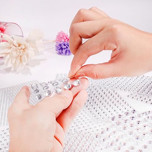 Miniatura 5 de 2210 calcomanías de diamantes de imitación transparentes autoadhesivas, brillantes para cara, 7 tamaños de 0.19 pulgadas, belleza, maquillaje, arte