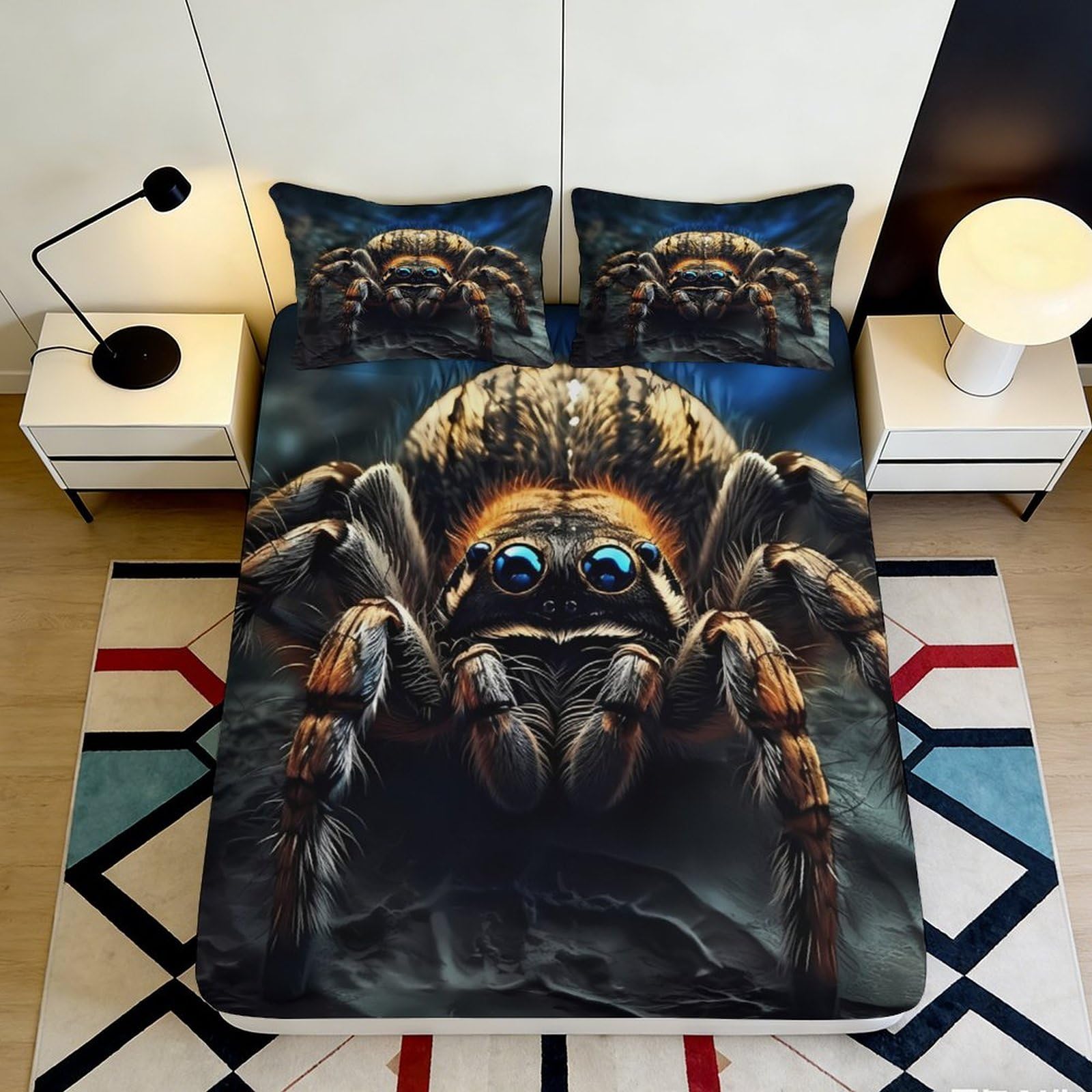 Jqzkxnhpbr Style-10 3D Printed Tarantula Spider Fitted Sheet Microfiber Soft Bedroom Decor Halloween Bed Cover For Adults Teens 90X200x25cm