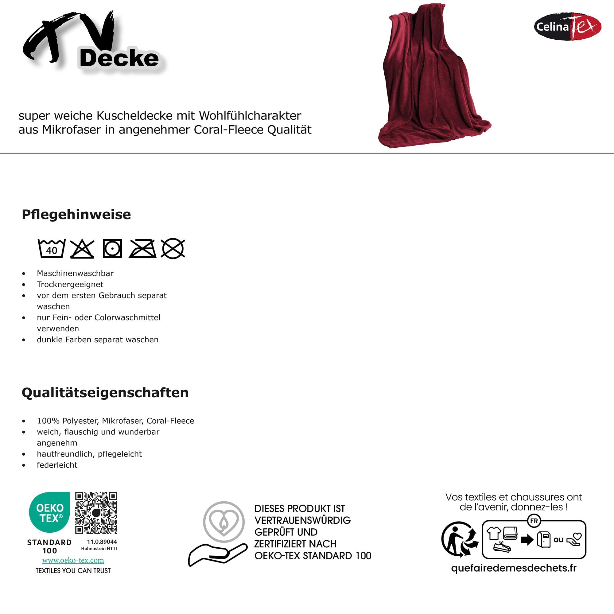 CelinaTex Couverture TV Couverture Douillette XXL 220 x 240 cm Rouge Coral Fleece Couverture de Jour Microfibre Couverture de canapé Jeté de lit