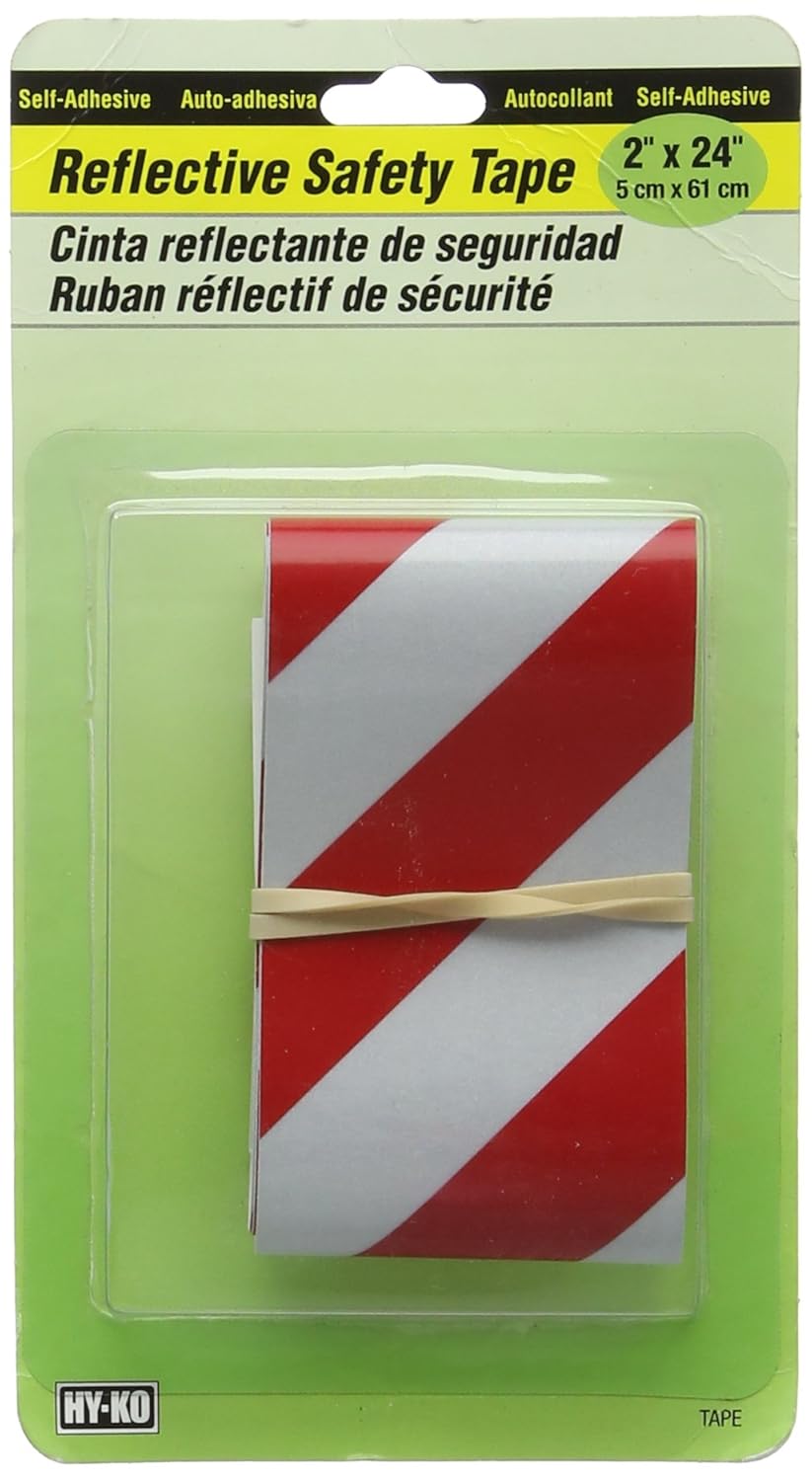 Hy-Ko Tape-2 Tape-2 Reflective Adhesive Strips, 3 in x 24", Red Stripe/White