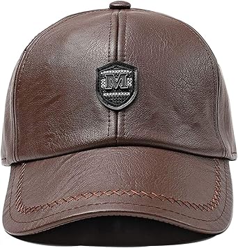 QICHEN Unisex PU Leather Baseball Cap Winter Ear Protection Baseball Cap