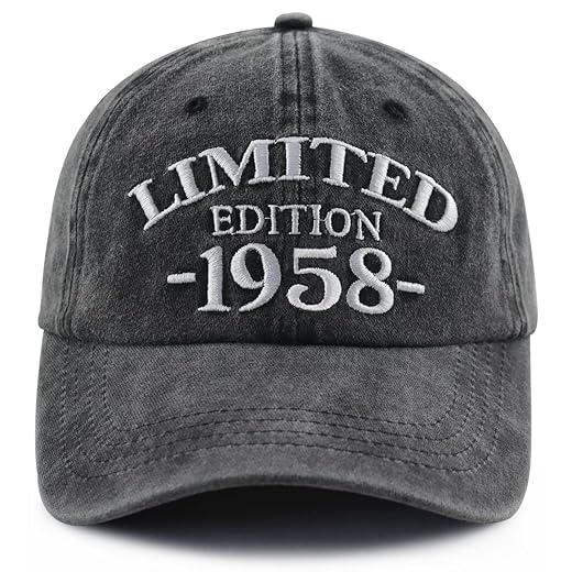 65th Birthday Gifts for Women Men, Limited Edition 1958 Party Decorations Hat, Adjustable Cotton Embroidered 65 Years Old Baseball Cap, Funny Retirement Gifts for Dad Mom Grandpa Grandma Husband Wife