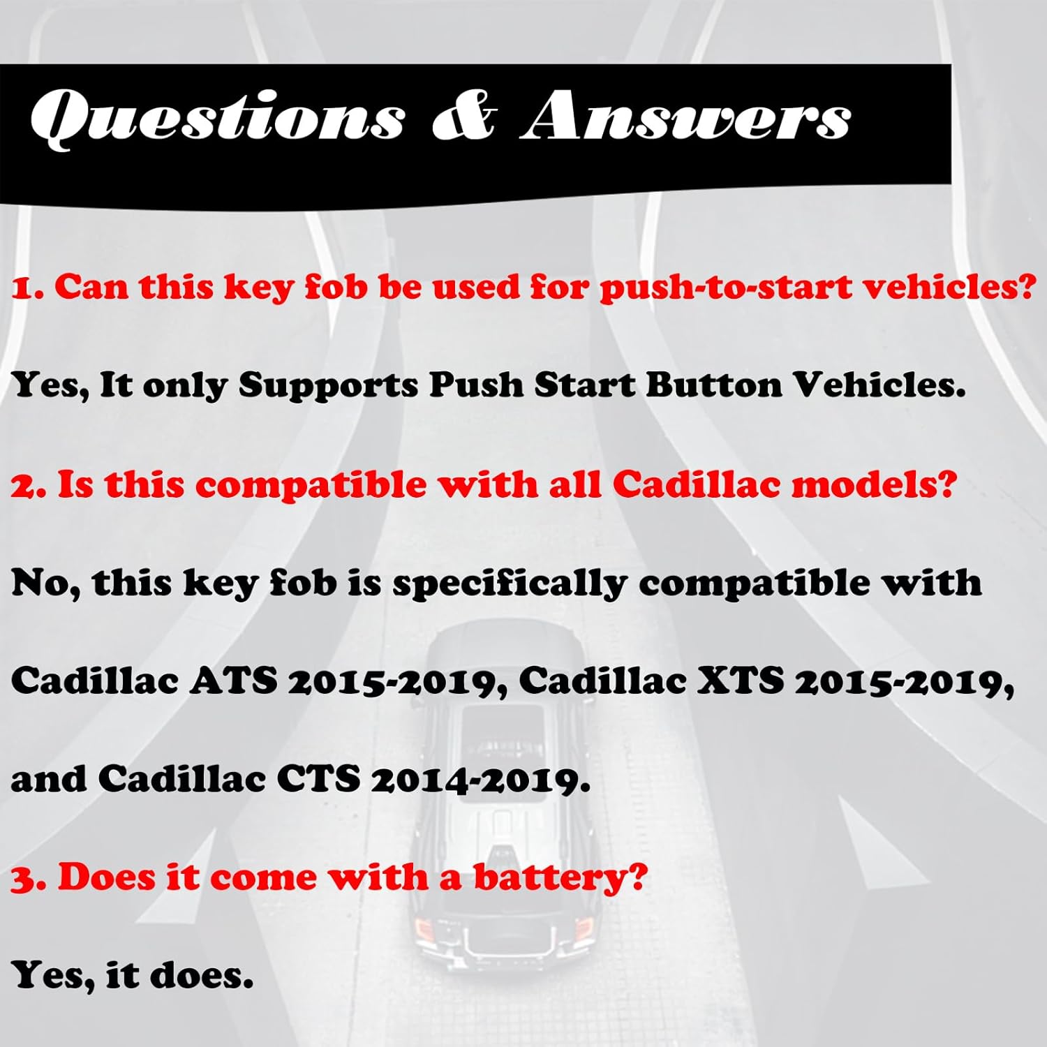 MechanMagic Key Fob Replacement Compatible for Cadillac ATS XTS 2015-2019 CTS 2014-2019 Proximity Smart Keyless Entry Remote Control Remote Start 13580811 315Mhz 13594024 HYQ2AB 1358539 13598507 - Image 2