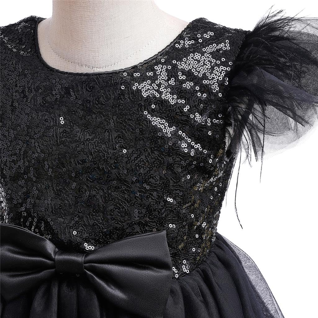 Dressy Daisy Toddler Little Girls' Special Occasion Dresses Black Flower Girl Dress Gown for Wedding Pageant Birthday Party