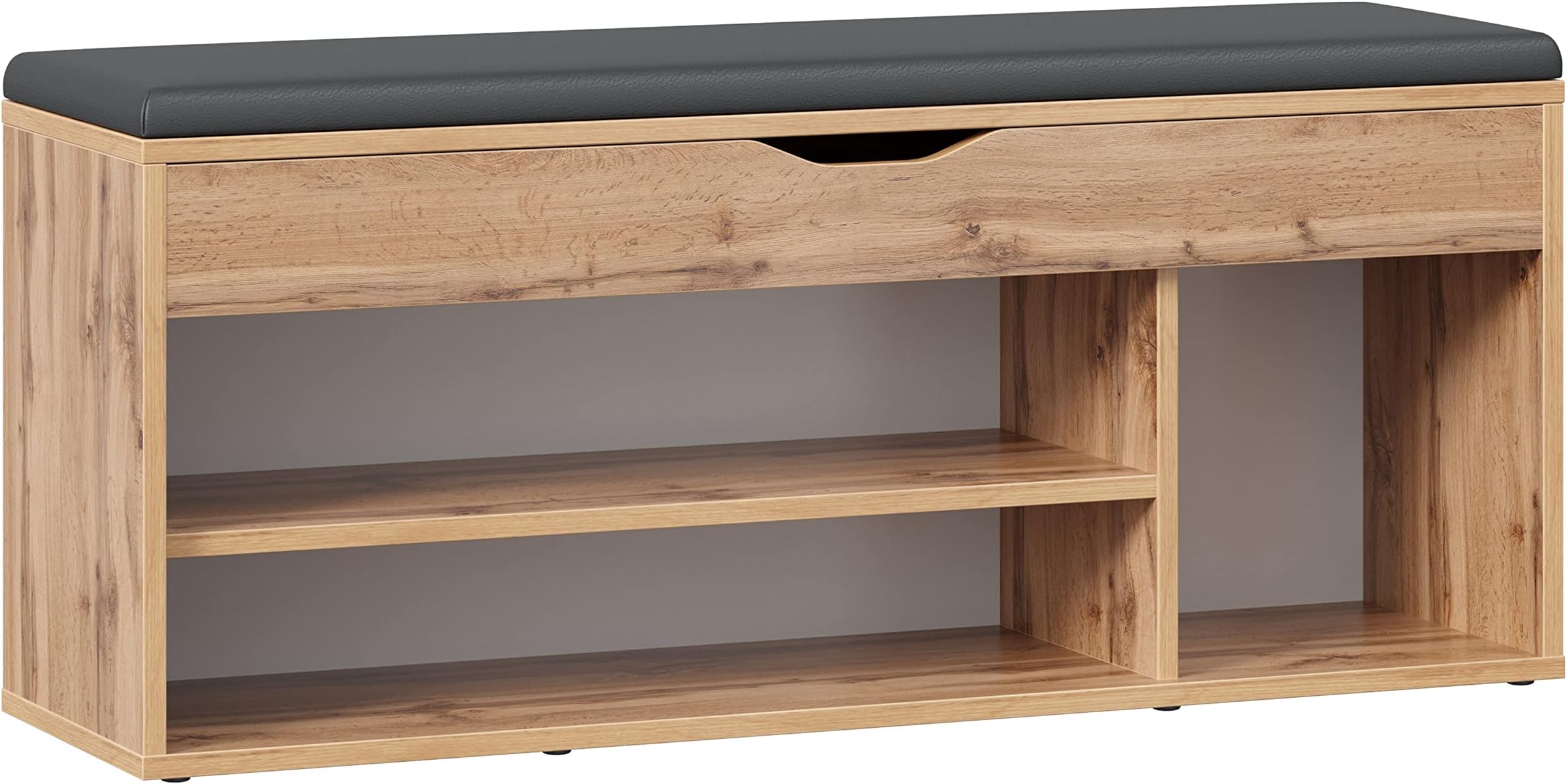 Schuhbank Mit Sitzfläche - 15 Fächer, Kissen, Wolkenweiß-Taubengrau