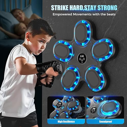 Miniatura 7 de Máquina de boxeo musical mejorada 2025  Equipo de fitness inteligente con Bluetooth montado en la pared con contador de perforaciones, velocidad