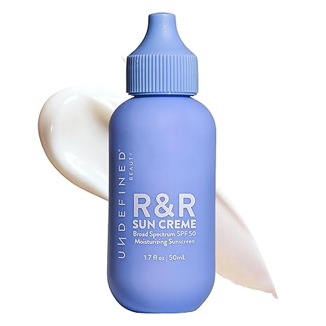 Undefined R&R Sun Crème SPF 50 – 3-in-1 Moisturizing Sunscreen with Ceramides, CoQ10, Niacinamide, Resveratrol, no white cast reverse emulsion to hydrate and protect skin, 1.7oz