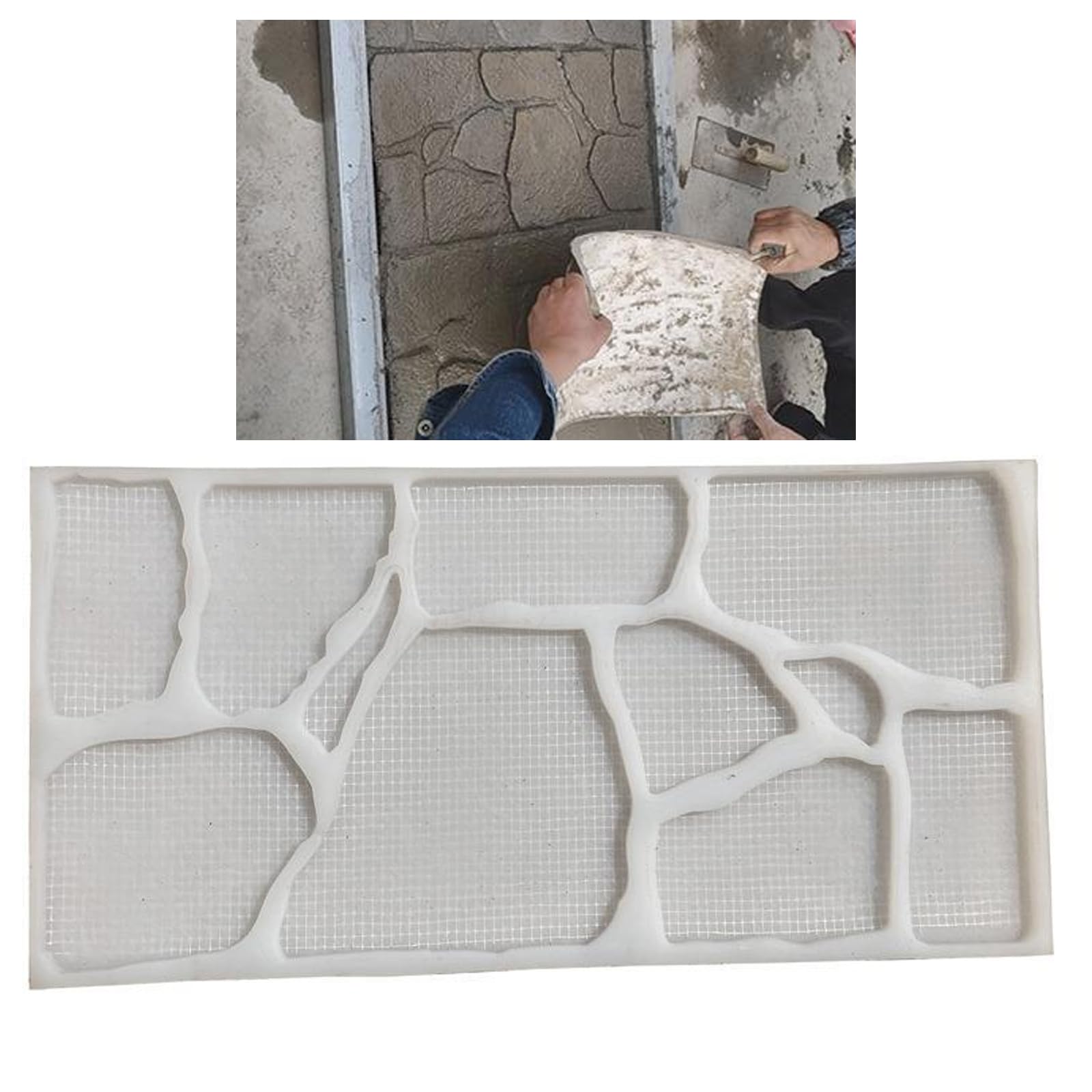 YSFHYAN Concrete Imprinting Molds,Irregular Flagstone Texture Tools for Cement Path Molds,Large Concrete Stamping Mold (60x30cm),for Decorative Garden and Patio Cement Floor Texturing