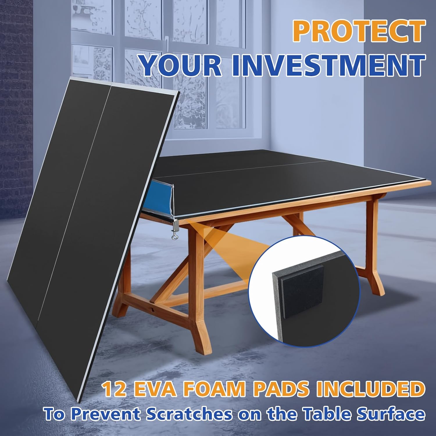 Ping Pong Table Top for Billiard Table, 9FT Foldable Table Tennis Table Topper for Pool Table, Indoor Outdoor Table Tennis Conversion Top w/Net & Premium Foam Padding