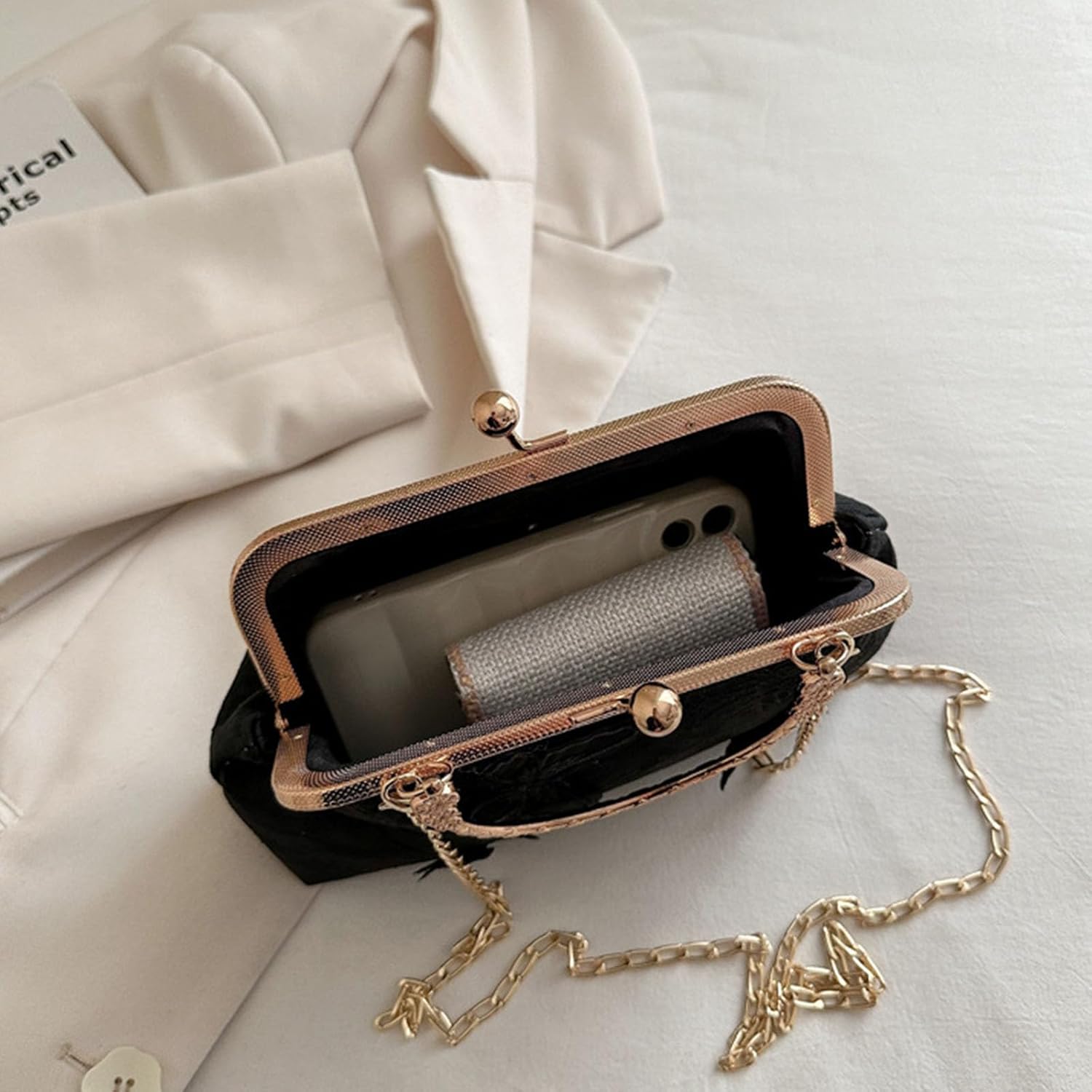 Women Evening Bag, Elegant Embroidery Butterfly Clutch Purse, Vintage Crossbody Shoulder Bag, Bridal Wedding Handbag - Image 3