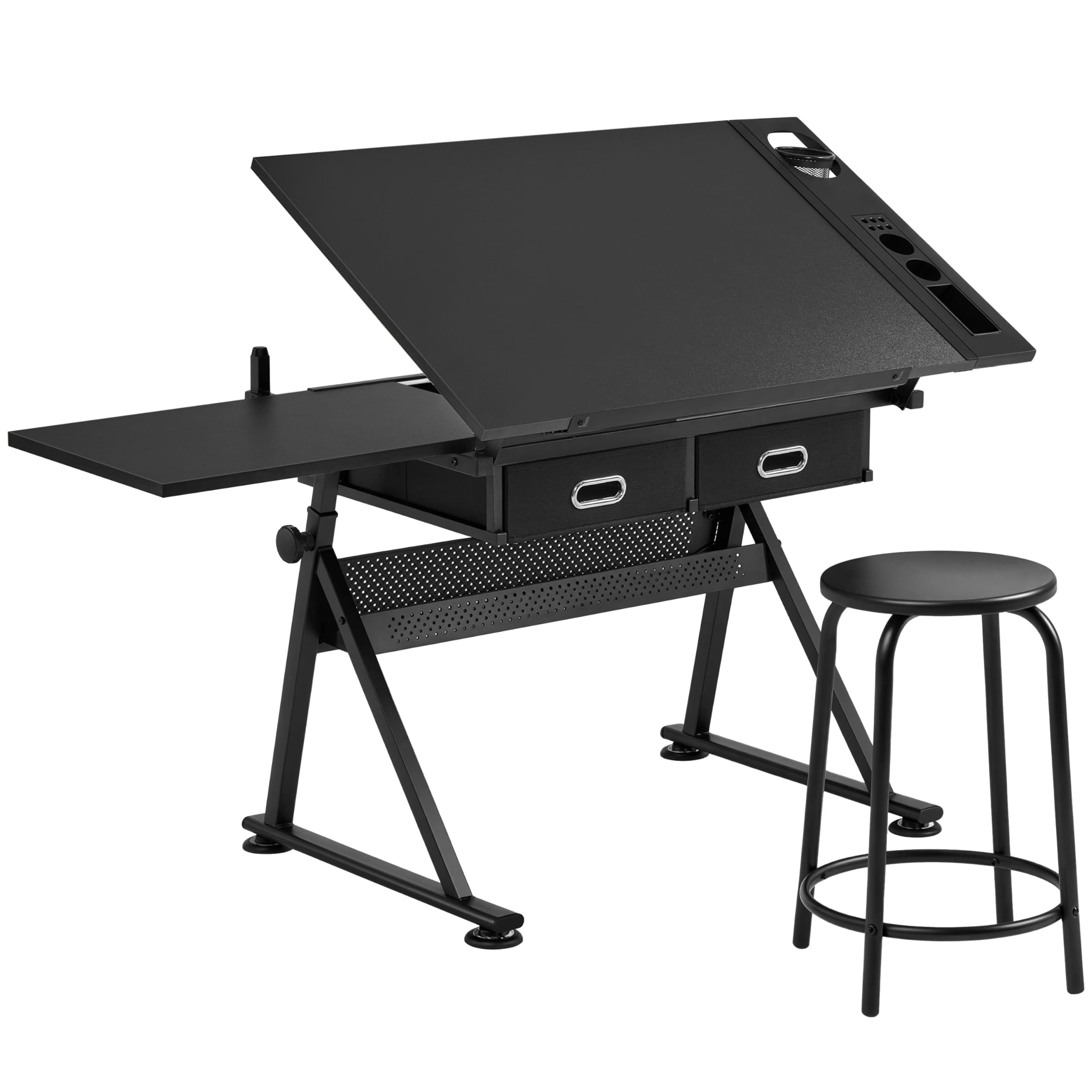 Topeakmart Drafting Table with Retractable Side Surface