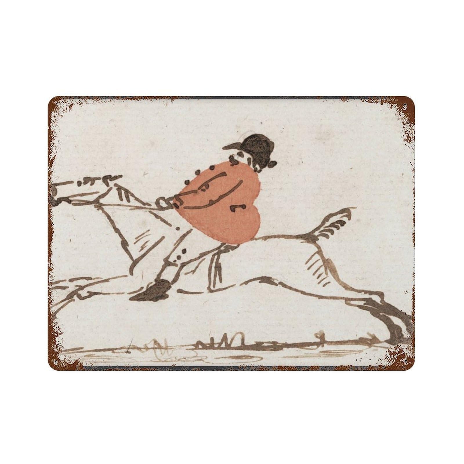 xiaoxiaoshen Horse And Rider Vintage Equestrian Illustration Living Room Decor Wall Decor Art Metal Tin Poster Modern Home Decor Art Home Bar Shop Decorations Vintage Sign 30x40cm