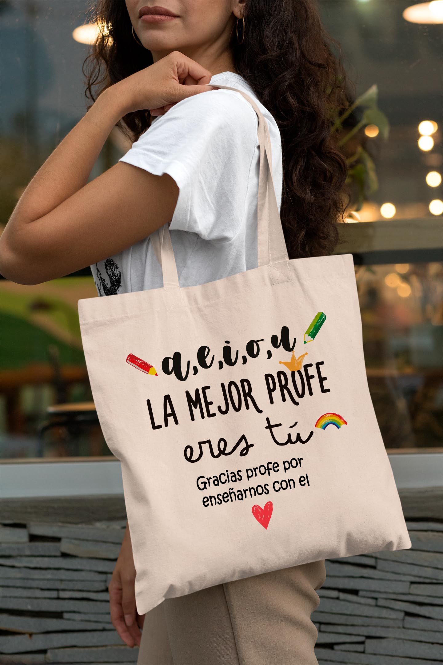 Pack Profe Regalo Fin de Curso Tote Bag Marcapágina Pulsera