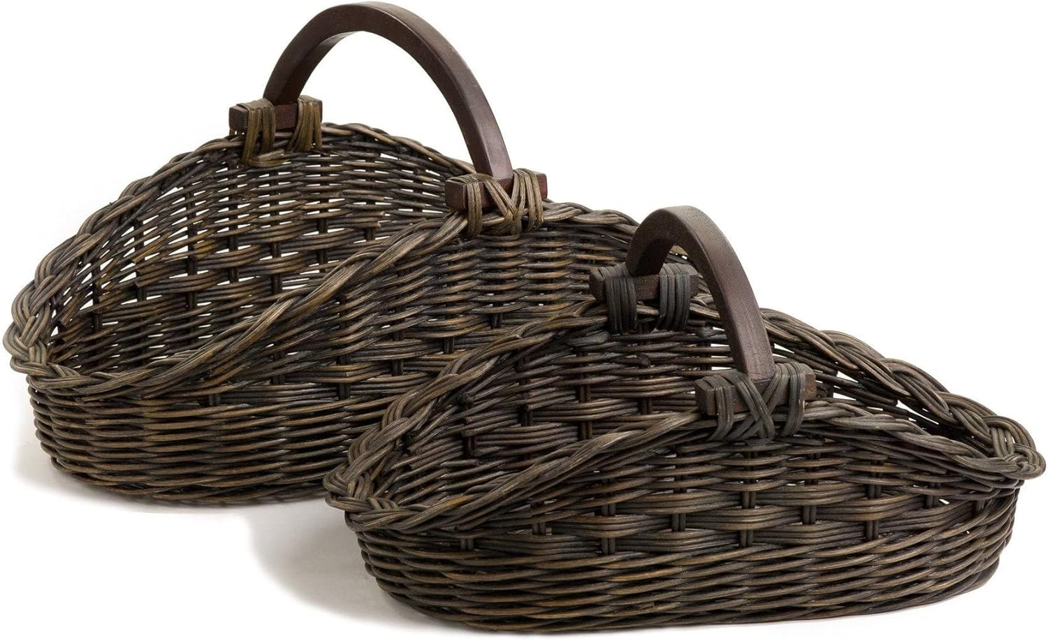 The Basket Lady Wicker Gathering Basket, Large, 22.5 in L x 12.5 in W x 12 in H, Antique Walnut Brown (Sold Individually)