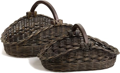 Miniatura 3 de The Basket Lady Cesta de mimbre para reunión, grande, 22.5 pulgadas de largo x 12.5 pulgadas de ancho x 12 pulgadas de alto, marrón nogal antiguo