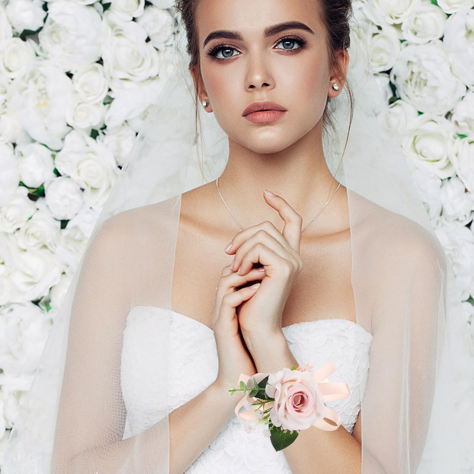 Homoyoyo Braccialetto da Polso Fiori Artificiali 6 Pezzi per Matrimonio, Decorazione Floreale Delicata da Sposa e Damigella, Accessorio Elegante per Feste e Cerimonie Nuziali