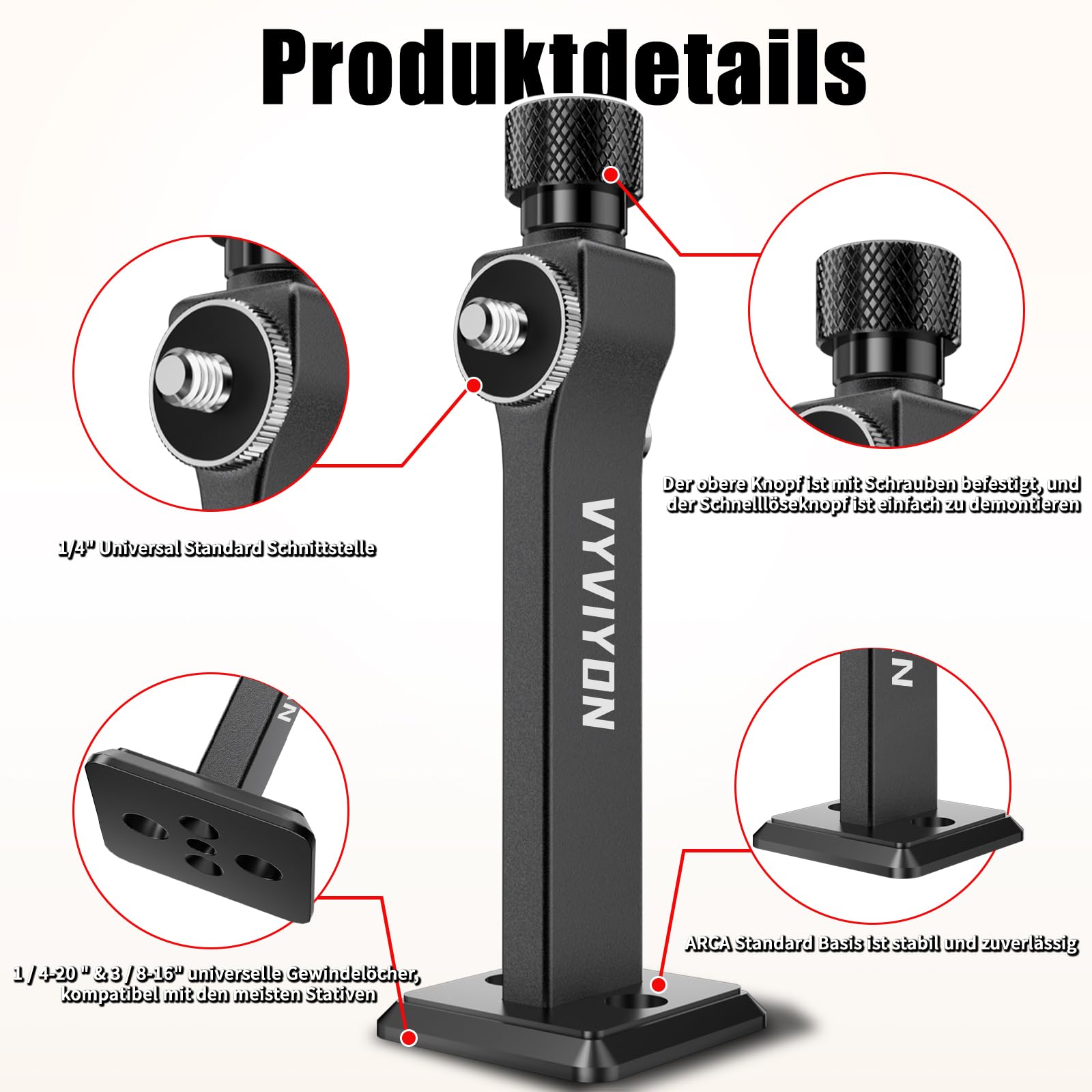 Fernglas Stativadapter mit Arca-Swiss-Platte und 1/4-20"&3/8-16" Gewinde, Kompatibilität mit Porro-Ferngläser und Arca Kugelköpfe, T6061 Aluminiumlegierung Universeller Stativadapter für Vogelbeobach