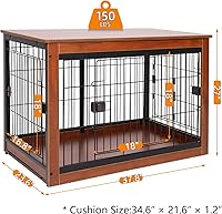 Vista 2 de Jaula de perro de 37.8 x 23.6 x 27.1 pulgadas, estilo de muebles para mascotas pequeñas y medianas, jaula de madera para perros, resistente